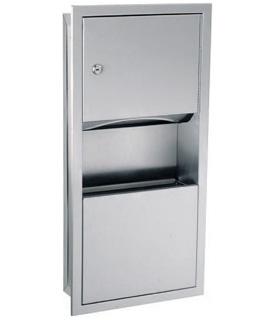 Gamco-TW-3 -Recessed Towel Dispenser and Waste Receptacle Combination, 2-gal.