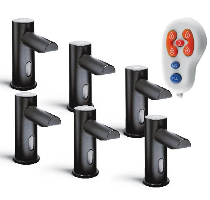 ASI-0390-6-1A-41 - EZ Fill™ - Top Fill, MULTI-FEED LIQUID Soap Dispenser Head² - 6 Pack SKU - Includes Remote Control- MATTE BLACK