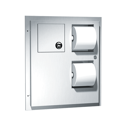 ASI-04813 - Toilet Tissue Dispenser & Sanitary Napkin Disposal - Dual Access - Partition Mounted