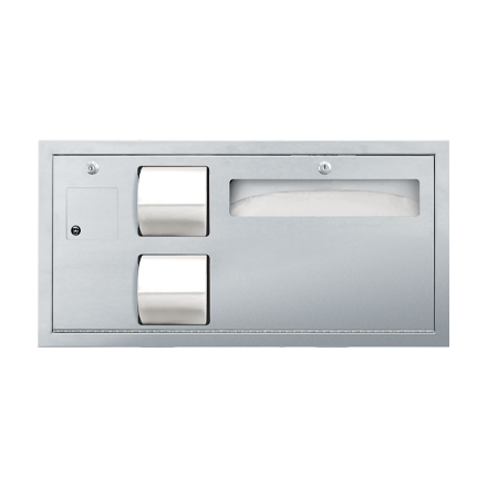 ASI-0487-L - Toilet Seat Cover & Toilet Tissue Dispenser with Sanitary Napkin Disposal - Horizontal, ADA - Recessed