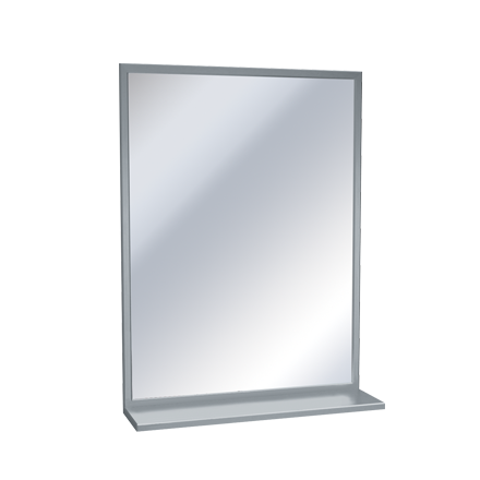 ASI 0605-2430 - Mirror - Stainless Steel, Inter-Lok Angle Frame w/ Shelf - Plate Glass - 24"W X 30"H