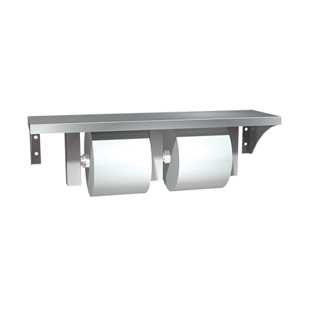 ASI 0697-GAL - Shelf w/ Double Toilet Tissue Holder Stainless Steel - Surface Mounted
