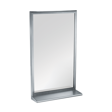 ASI 20655-2436 - Roval™ - Mirror with Shelf - Stainless Steel, Inter-Lok Frame - Plate Glass - 24"W X 36"H - Surface Mounted