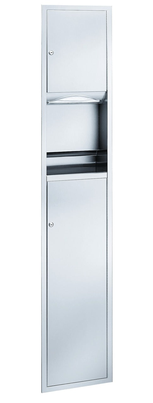 Bradley 225-350000 - Recessed High Capacity Towel Dispenser / 9.2 Gallon Waste Receptacle with Self-closing Push Flap Door