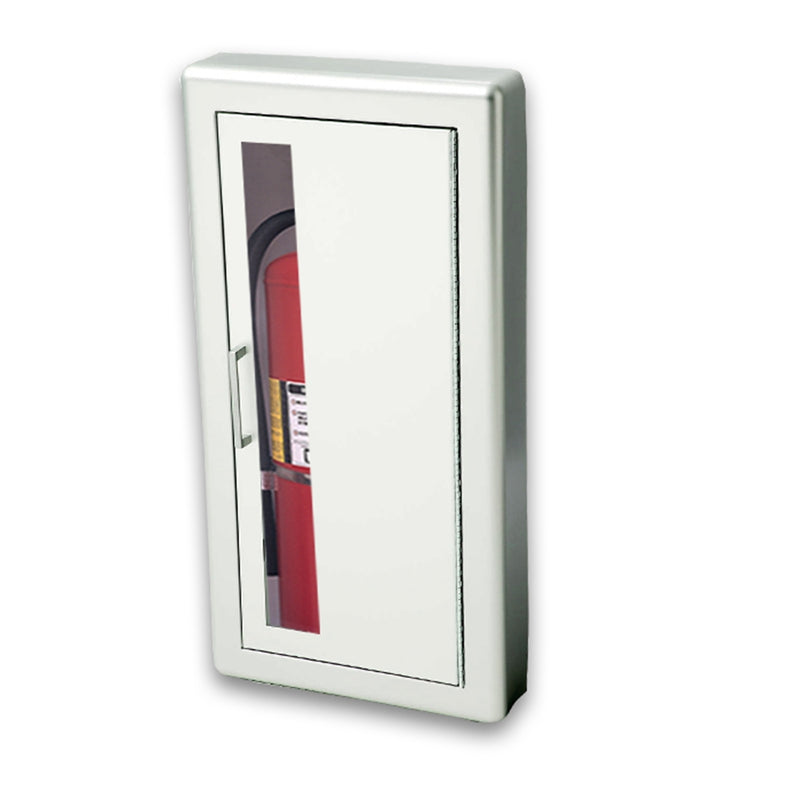 JL Industries - 1027V10 - Academy Series Aluminum Cabinet with Vertical Acrylic Window & 3" Rolled Trim, Semi-Recessed, 6" Depth