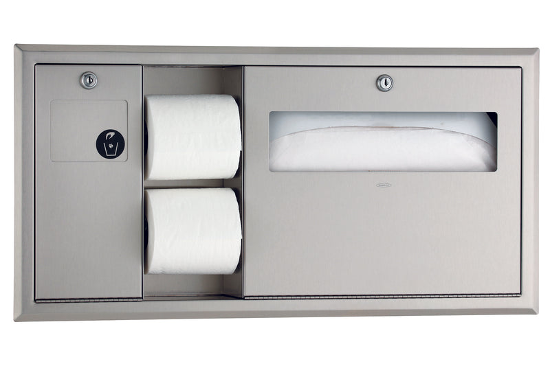 Bobrick B-3091 - ClassicSeries® Recessed-Mounted Toilet Tissue, Seat-Cover Dispenser and Waste Disposal