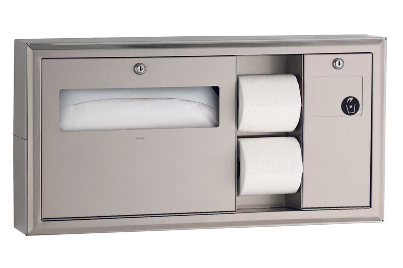 Bobrick B-30929 - ClassicSeries® Surface-Mounted Toilet Tissue, Seat-Cover Dispenser and Waste Disposal