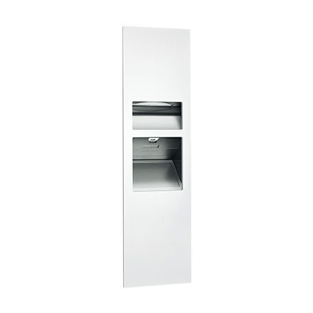 ASI-64672-1-00 - Piatto™ Completely Recessed 3-in-1 Paper Towel Dispenser, High Speed Hand Dryer & Waste Receptacle - (110-120V) - White Phenolic Door