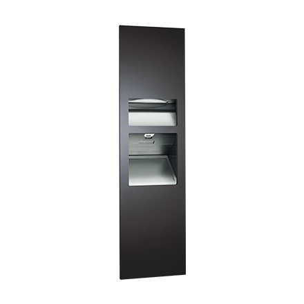 ASI 64672-2-41 - Piatto™ Recessed 3-in-1 Paper Towel Dispenser, Hand Dryer & Waste Receptacle - (208-240V) - Matte Black