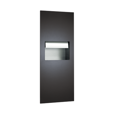 ASI-64696AC-41 - Piatto™ Completely Recessed Automatic Roll Paper Towel Dispenser & Waste Receptacle - AC Power - Matte Black Phenolic Door