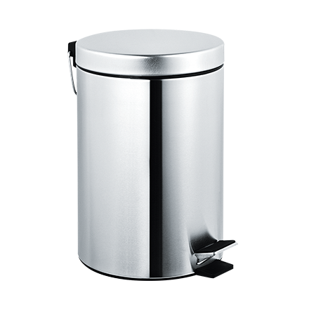 ASI 7317 - Waste Receptacle - Pedal Activated Cover - Bright Stainless Steel - Free Standing
