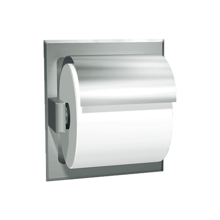 ASI-7402-HB - Toilet Tissue Holder - Single, Hooded - Bright Stainless Steel - Recessed
