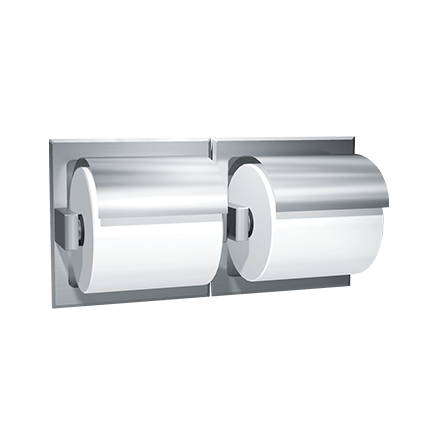ASI-74022-HS - Toilet Tissue Holder - Double, Hooded - Satin Stainless Steel - Recessed