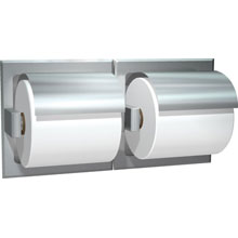 ASI-74022-HBSM - Toilet Tissue Holder - Double, Hooded - Bright Stainless Steel - Surface Mounted
