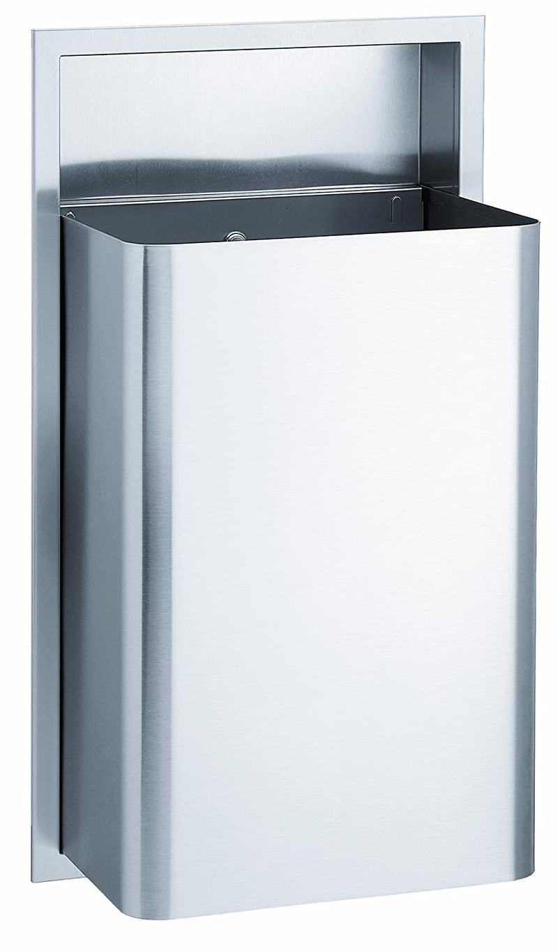 Bradley 344-000000 - Recessed ADA Compliant Waste Receptacle w/ Open Top, Satin SS - 12 gallon