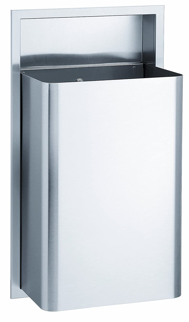 Bradley 344-116500 - Waste Receptacle 12 gallon w/ Hinge Cover and Push Flap - Surface-Mounted
