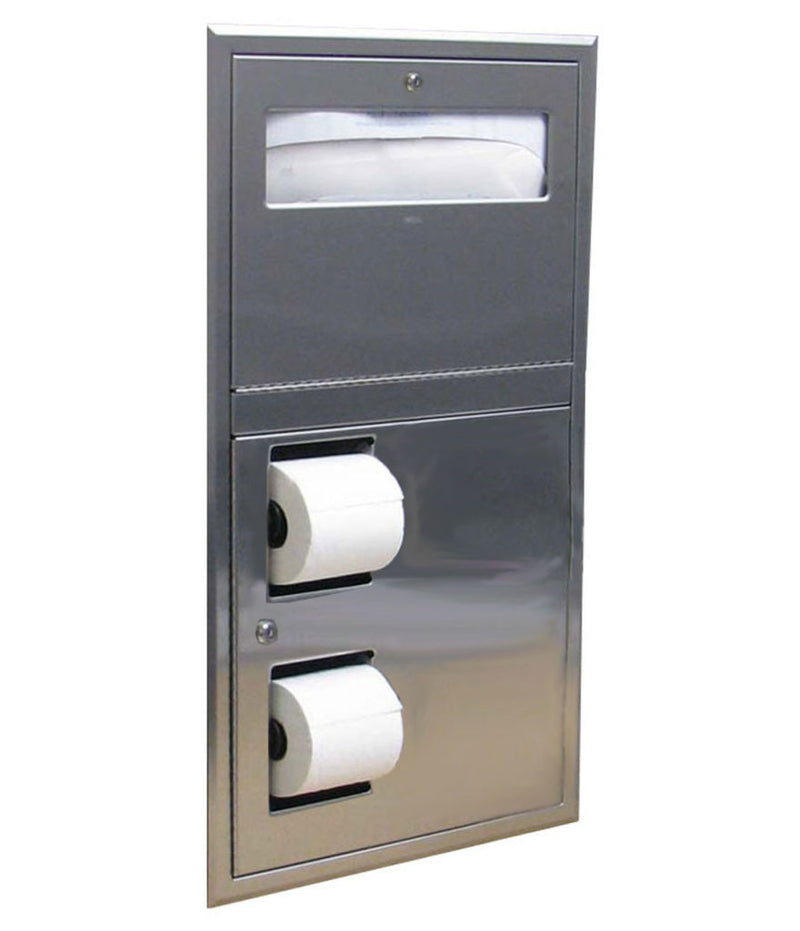 Bobrick B-34745 - ClassicSeries® Recessed Seat-Cover Dispenser and Toilet Tissue Dispenser