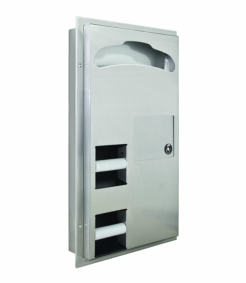 Bradley 591-000000 - 2-Stall Seat Cover, Paper Dispenser & Napkin Disposal Combination Unit