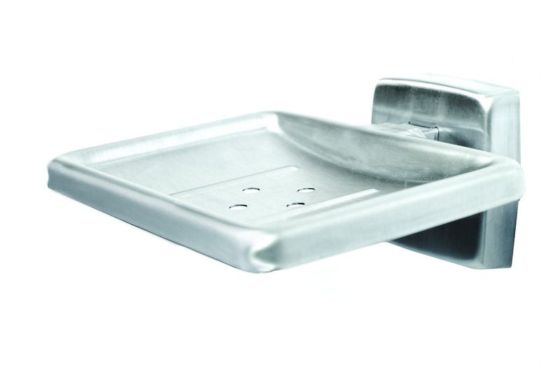 Bradley 9014-000000 - Surface Mounted Soap Dish with Drain Holes - Satin Stainless Steel