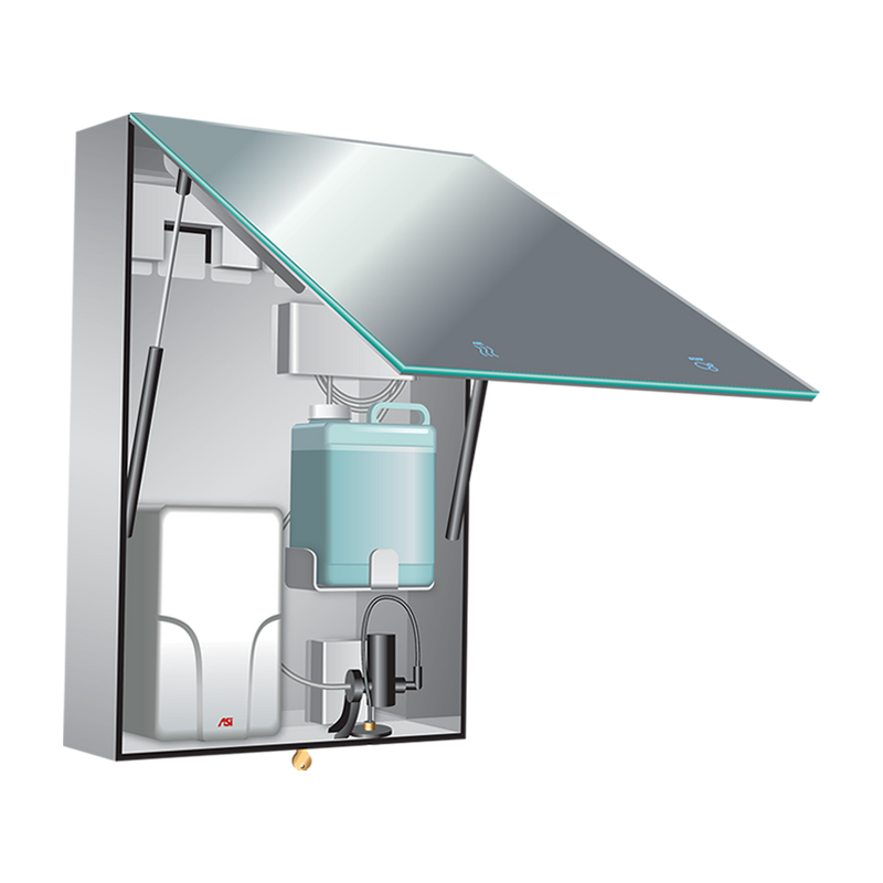 ASI-0663-2 - Velare™ BTM System - Stainless Steel Cabinet w/ Frameless Mirror, Foam Soap Dispenser and High Speed Hand Dryer