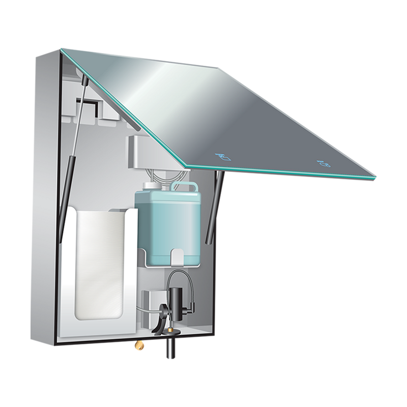 ASI 0661-T - Velare™ BTM System - Stainless Steel Cabinet w/ Frameless Mirror, Liquid Soap Dispenser and Paper Towel Dispenser - Surface Mounted