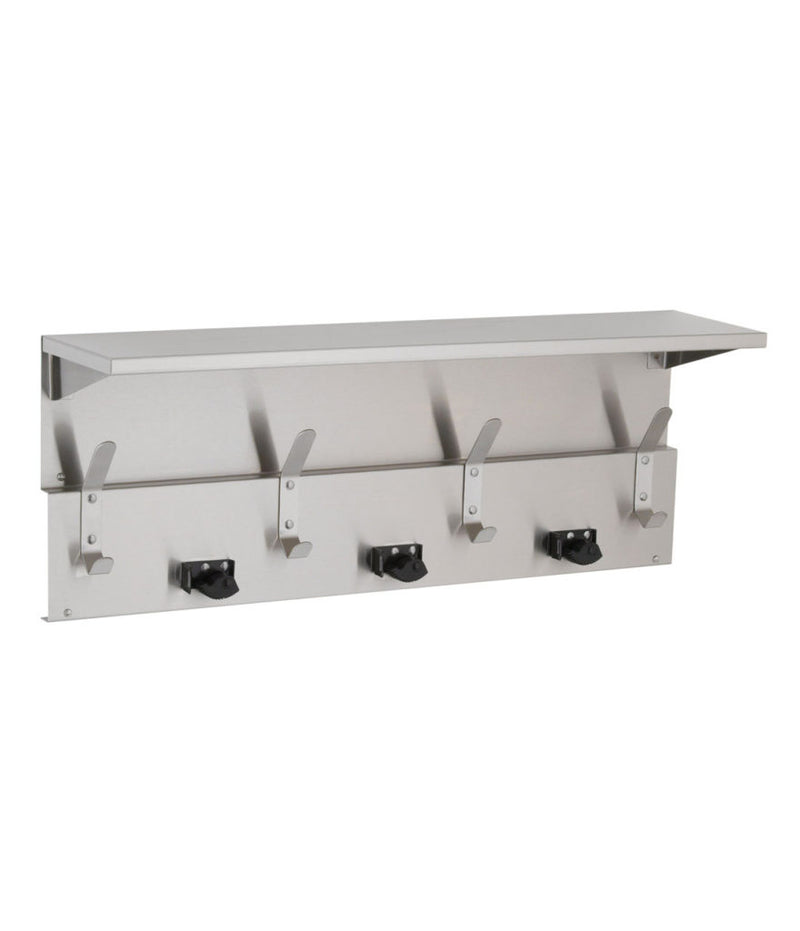 Bobrick B-239x34 - Shelf with Mop and Broom Holders and Hooks / Shelves / Custodial Accessories