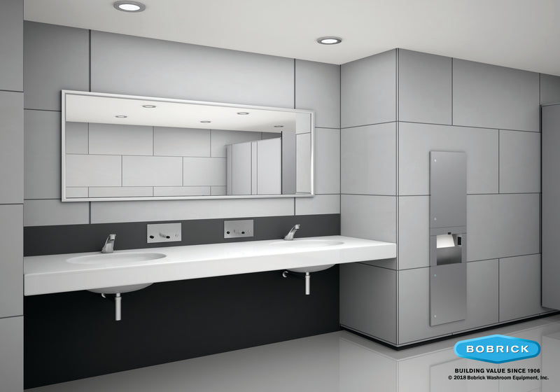 Bobrick B-38030 - TrimLineSeries® Recessed Paper Towel Dispenser/Automatic Hand Dryer/Waste Bin (3-in-1 Unit)