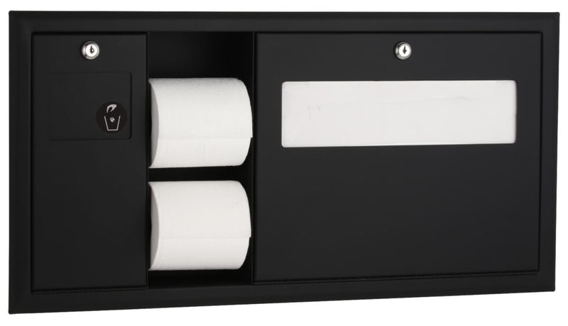Bobrick - B-3092.MBLK - ClassicSeries® Recessed-Mounted Toilet Tissue, Seat-Cover Dispenser and Waste Disposal, Matte Black