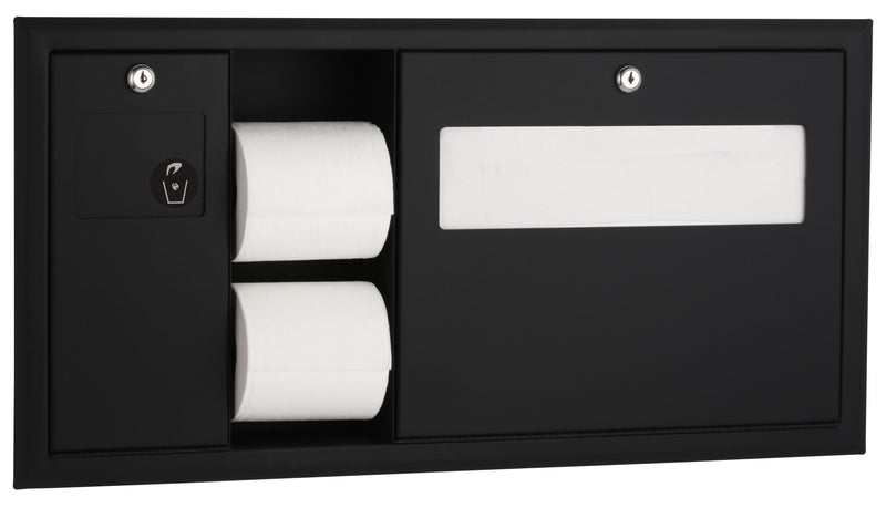Bobrick B-3091.MBLK - ClassicSeries® Recessed-Mounted Toilet Tissue, Seat-Cover Dispenser and Waste Disposal, Matte Black