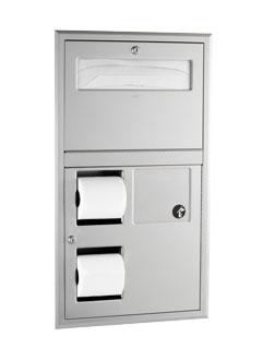 Bobrick B-35745 - Seat-Cover Dispenser, Sanitary Napkin Disposal and Toilet Tissue Dispenser | Choice Builder Solutions