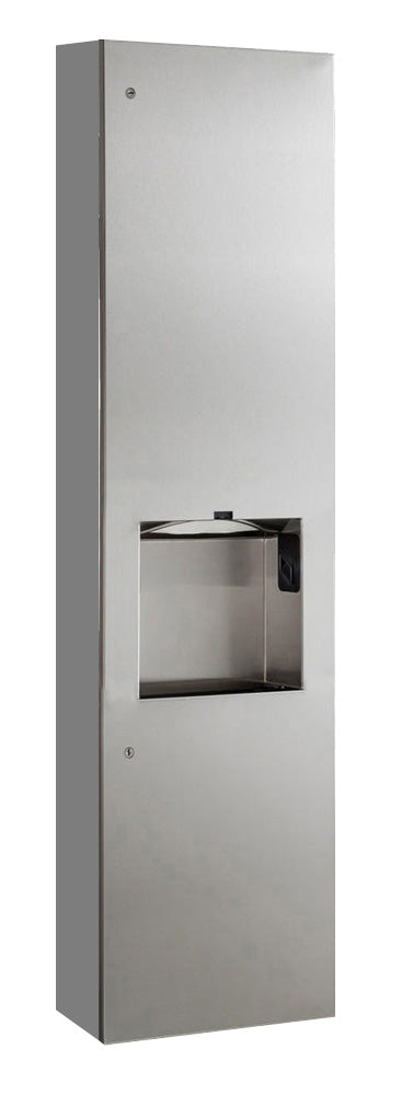 Bobrick B-380309 230V - TrimLineSeries™ Surface-Mounted Paper Towel Dispenser/Automatic Hand Dryer/Waste Bin (3-in-1 Unit)