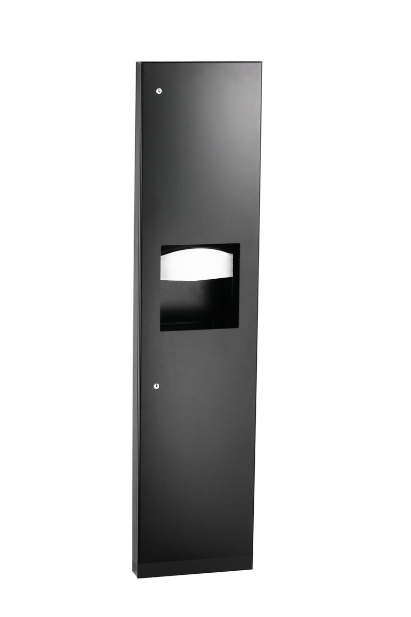 Bobrick B-38032.MBLK - TrimLineSeries™ Semi-Recessed Paper Towel Dispenser/Waste Receptacle, Matte Black