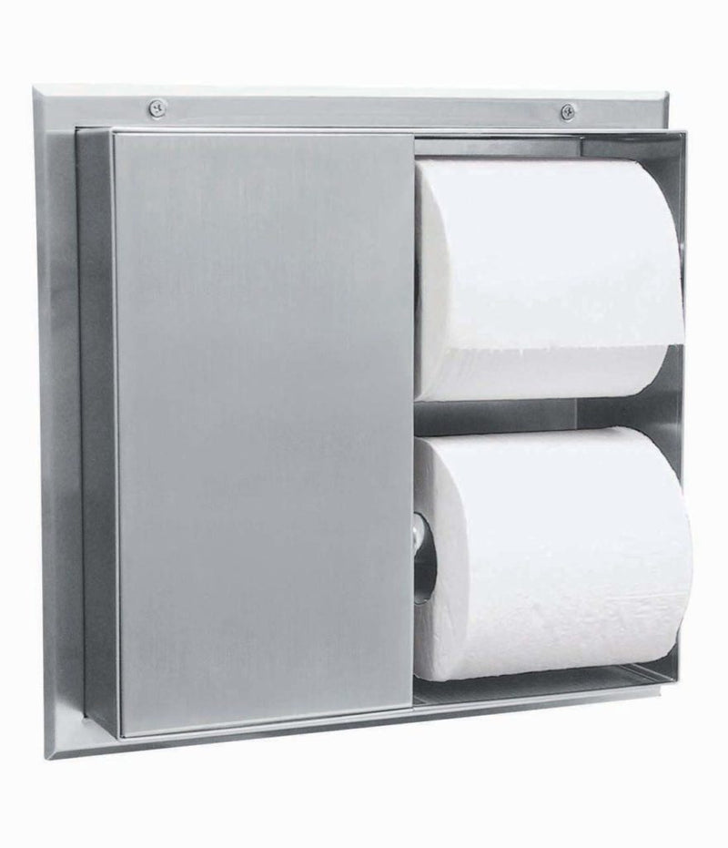 Bobrick B-386 - Partition-Mounted Multi-Roll Toilet Tissue Dispenser (Serves 2 Compartments)