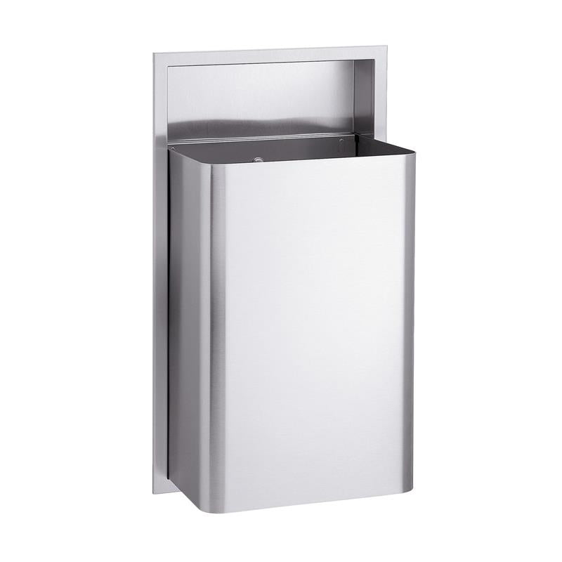Bradley 334-106500 - Waste Receptacle 18 gallon w/ Hinge Cover and Push Flap - Semi-Recessed