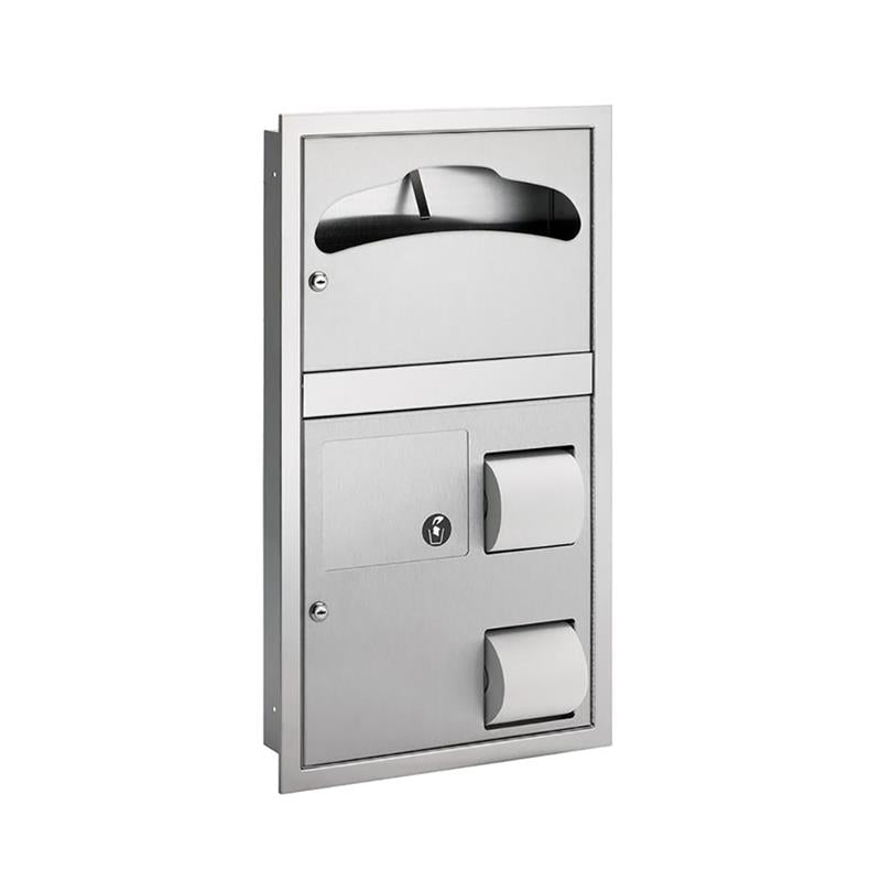 Bradley 5912-000000 - 1-Stall Seat Cover/Paper Dispenser, Napkin Disposal, Recessed, Stainless Steel