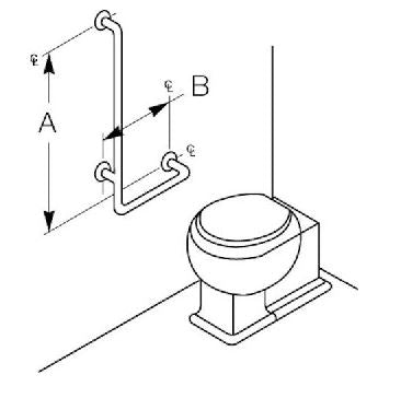 Bradley 8122-0053212 -  L Shaped Grab Bar, 32" x 12", Concealed, 1-1/2 OD - Safety Grip - Right Hand