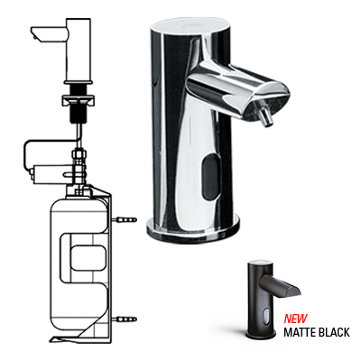 ASI-0394-6-1A-41 - EZ Fill™ - Individual, STAND-ALONE FOAM Soap Dispenser w/ 1 L Bottle - 6 Pack SKU³ - Includes Remote Control - MATTE BLACK