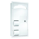 Bradley 5911-000000 - 2-Stall Seat Cover/Paper Dispenser, Napkin Disposal, Flush One Side For Grab Bar