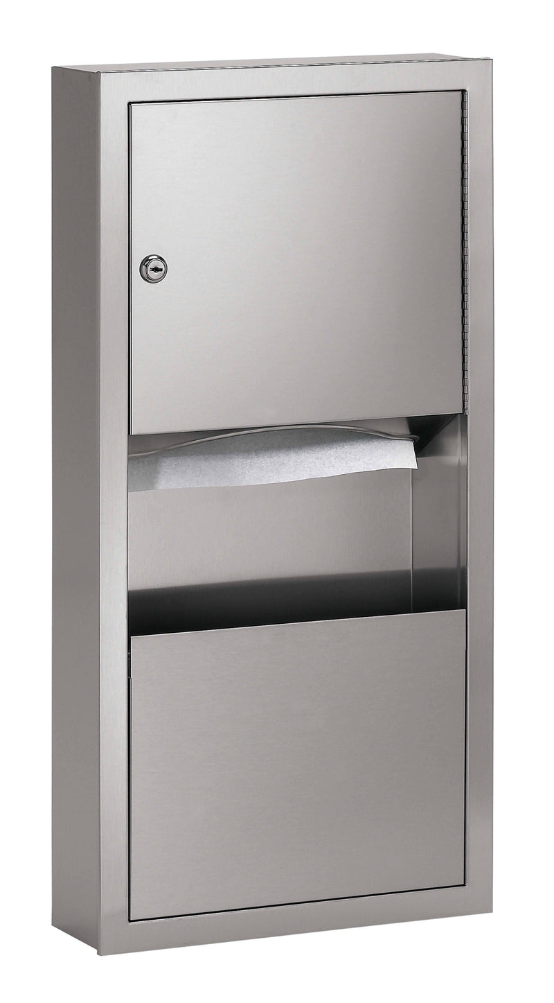 Bradley 2291-100000 - Semi Recessed Paper Towel Dispenser and Waste Receptacle, 2 Gal